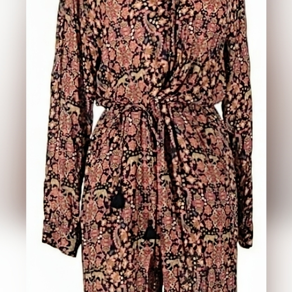 Johnny Was Black/ Burnt Orange  Jumpsuit With Tie EUC Size M - Picture 4 of 6